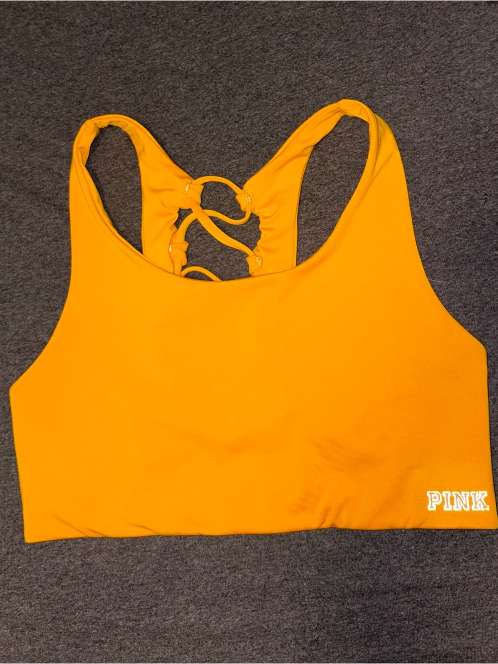 PINK Victoria's Secret Bright Orange Lace-Back Sports Bra